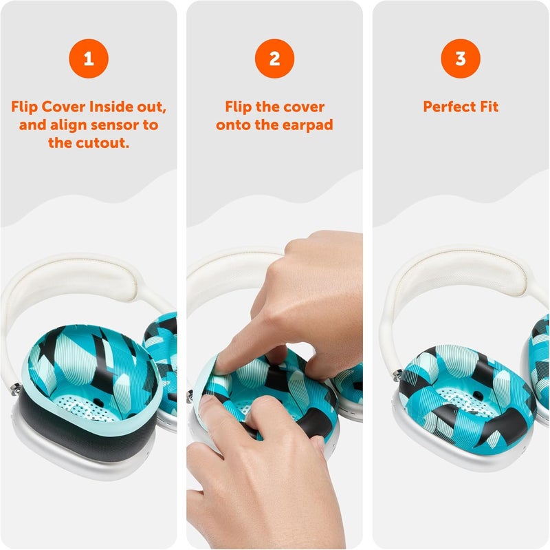 WC SweatZ Max - Patented Protective Earpad Covers for Airpods Max Made by Wicked Cushions | Sweatproof & Easily Washable | Full Earpad Sweat Protection | Cyan Prism - Image 5